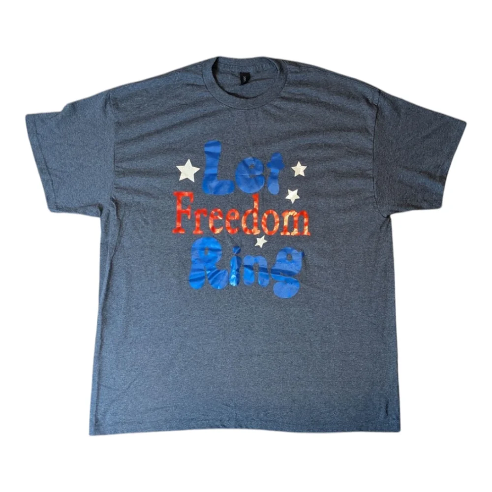 Let Freedom Ring Heathered Blue Short Sleeve T-shirt Unisex Adult XL